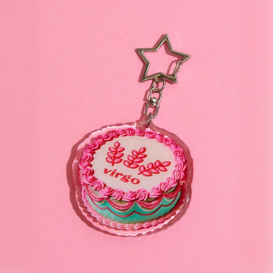 Virgo Cake Glitter Keychain