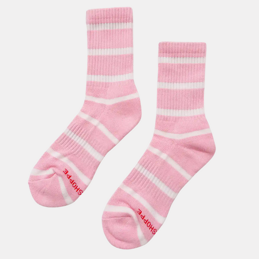 Pink White Stripe Boyfriend Socks