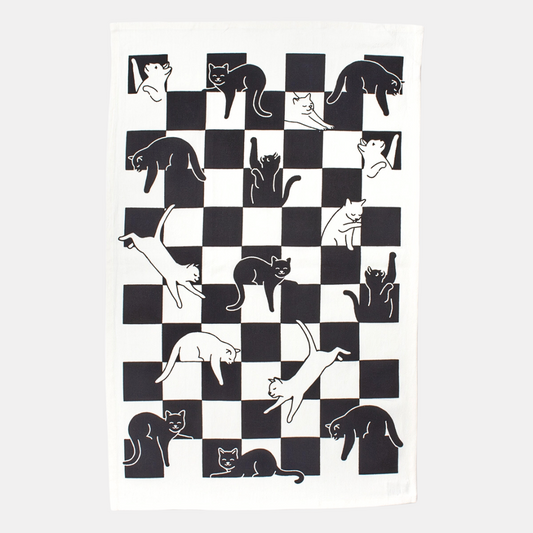 Checker Cat Tea Towel