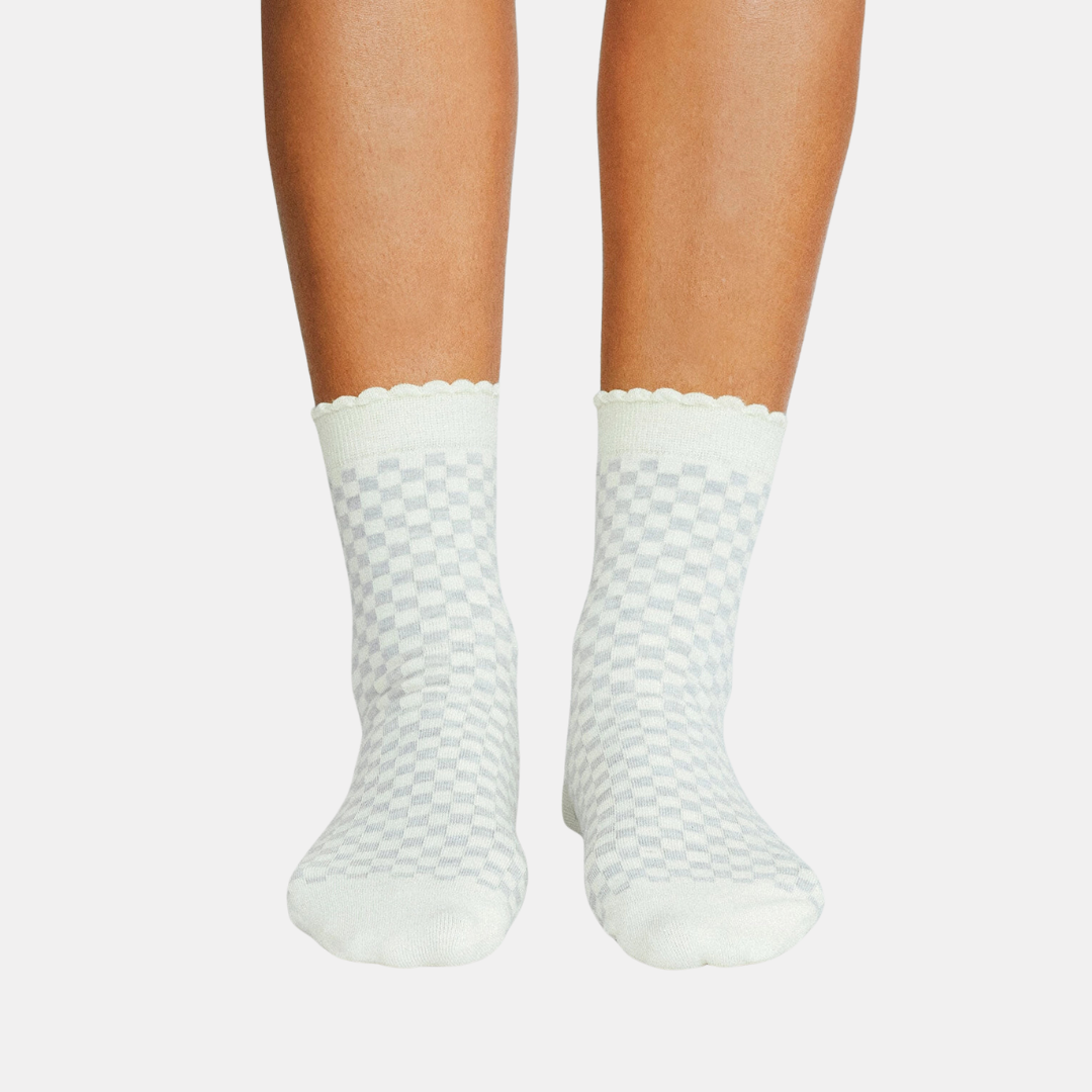 Heather + Cream Checkered Socks