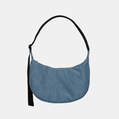 Digital Denim Medium Nylon Crescent Bag