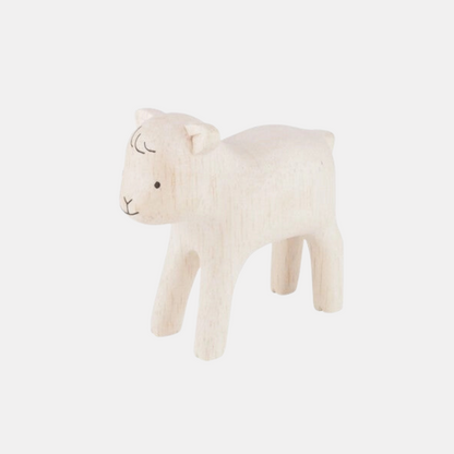 Wooden Goat Kid Figurine