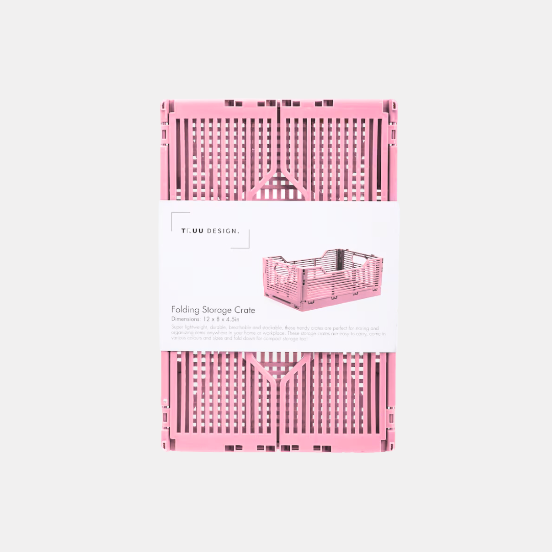 Small Bubblegum Pink Folding Storage Crate