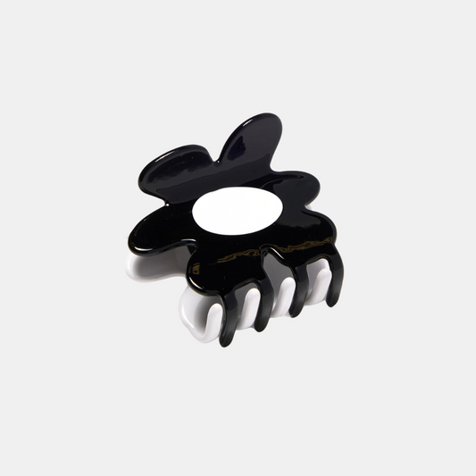 Black + White Flower Hair Claw