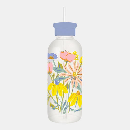 Springtime Blooms Glass Water Bottle