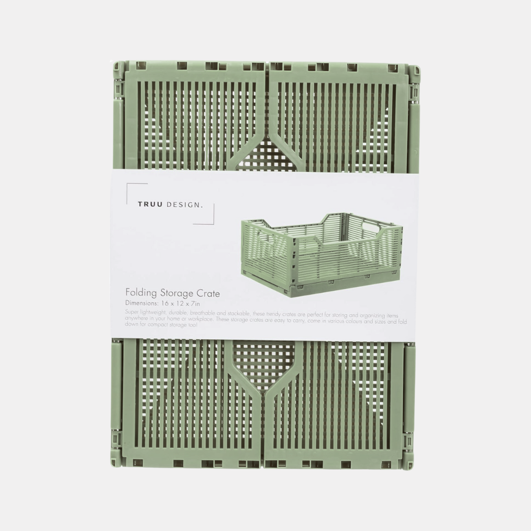 Large Sage Green Folding Storage Crate