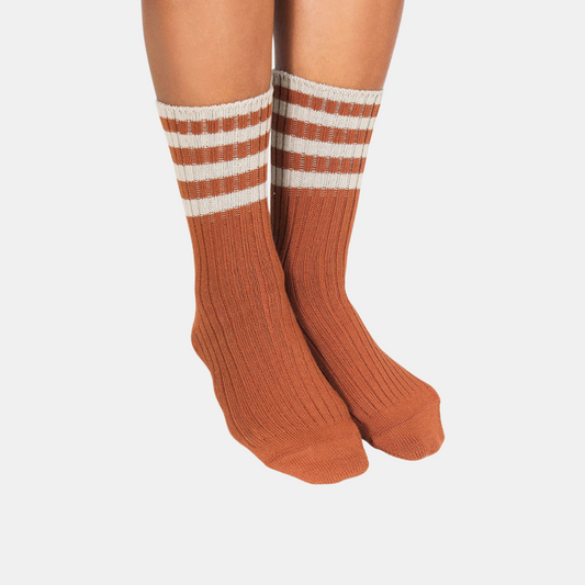 Pecan Athletic Stripe Socks