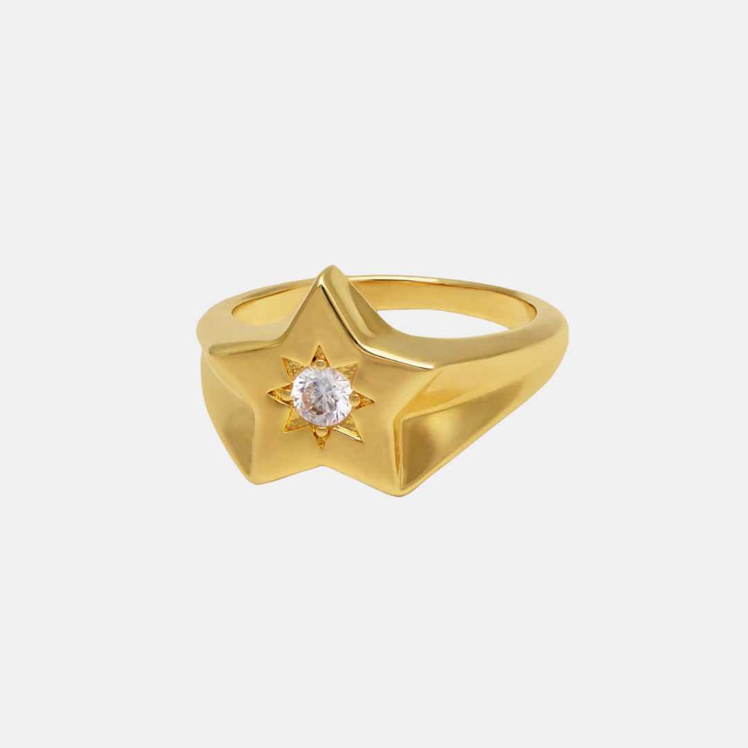 Gold Shooting Star Signet Ring