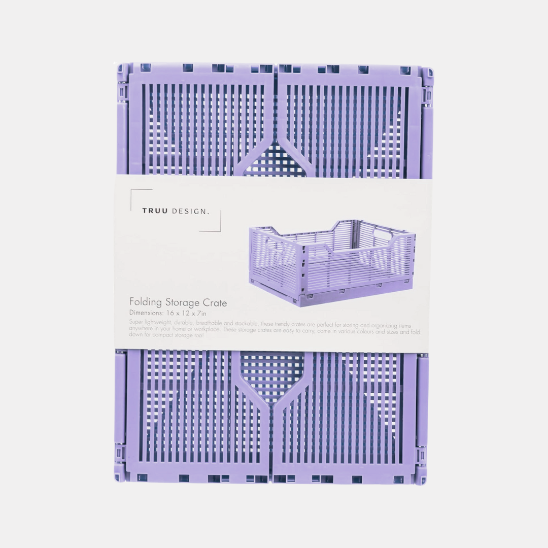 Large Lilac Folding Storage Crate