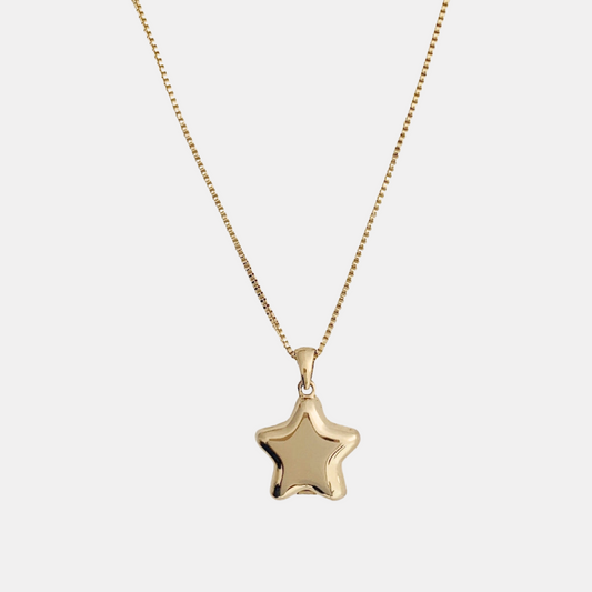 Gold Star Locket Necklace