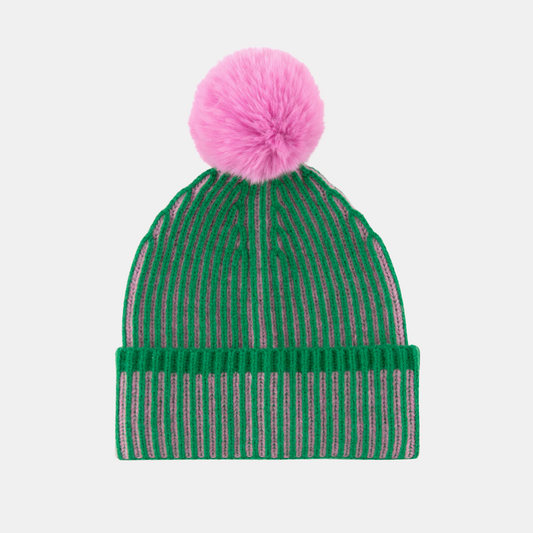 Green + Pink Beanie