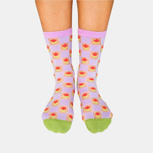 Sheer Checkered Tulip Socks