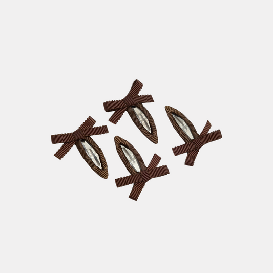 Brown Bow Hair Clip Set