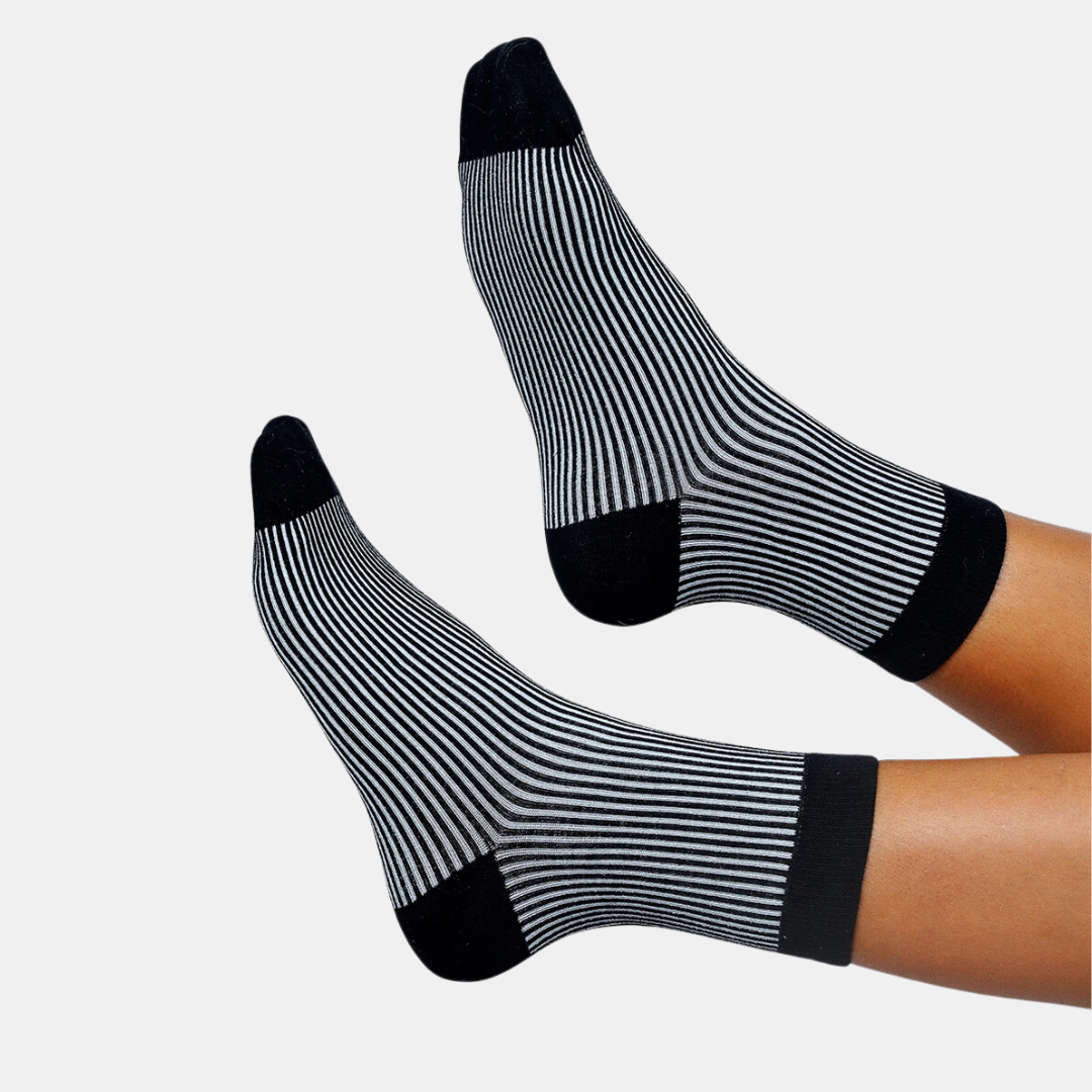 Black + White Striped Socks