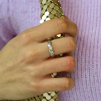 Silver Pastel Jewelled Wiggle Ring