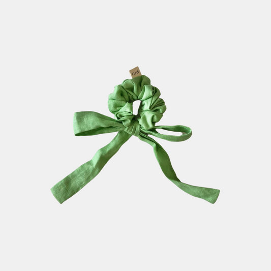 Green Apple Short Bow Scrunchie