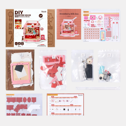 Strawberry Milk Box DIY Miniature Kit