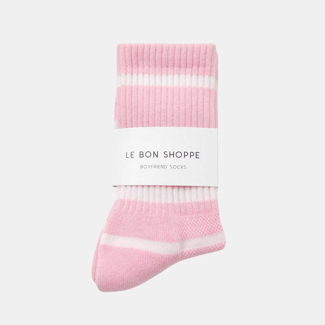 Pink White Stripe Boyfriend Socks