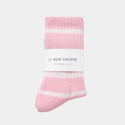 Pink White Stripe Boyfriend Socks