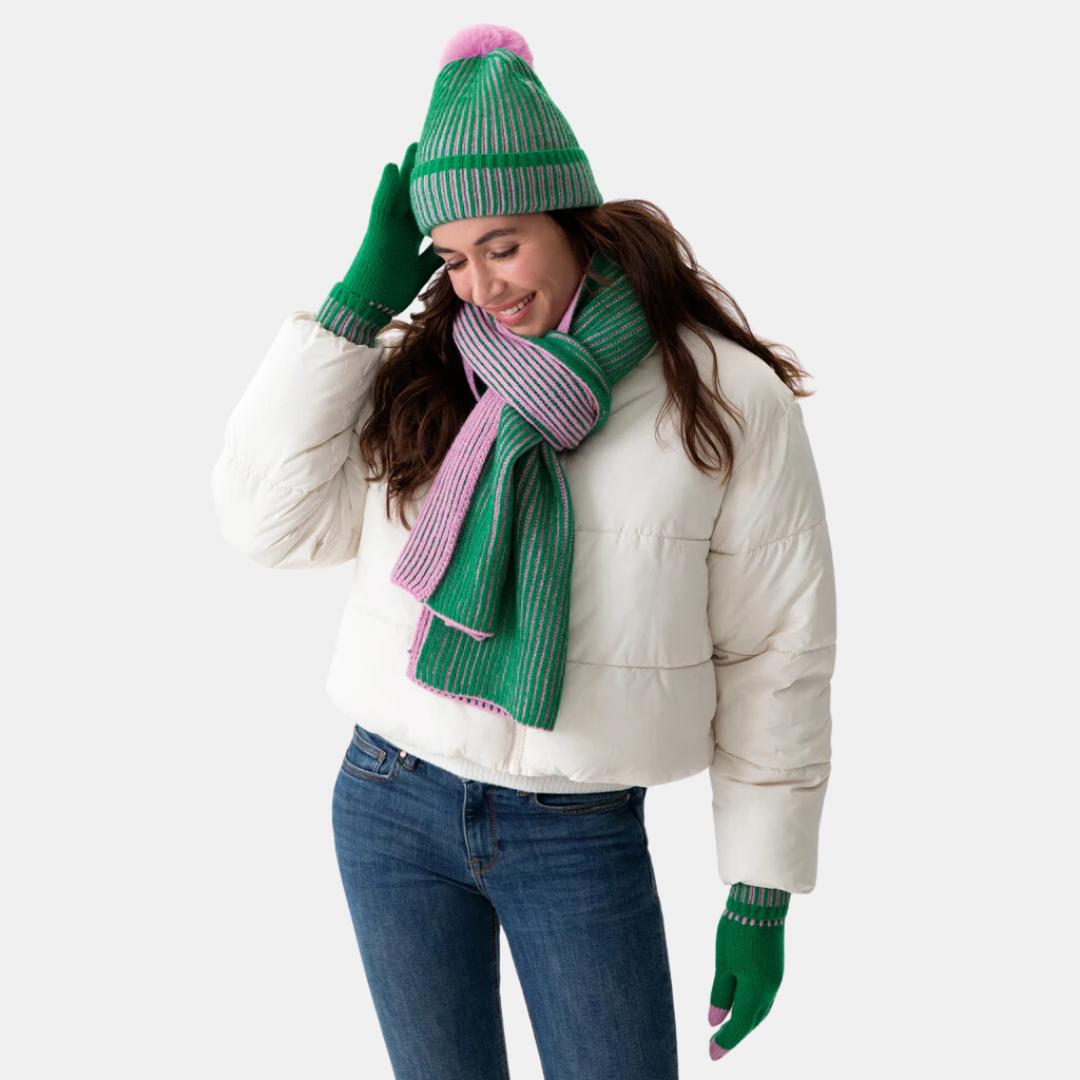 Green + Pink Scarf