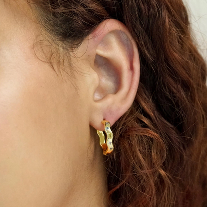 Gold Pastel Jewelled Wiggle Hoop Earrings