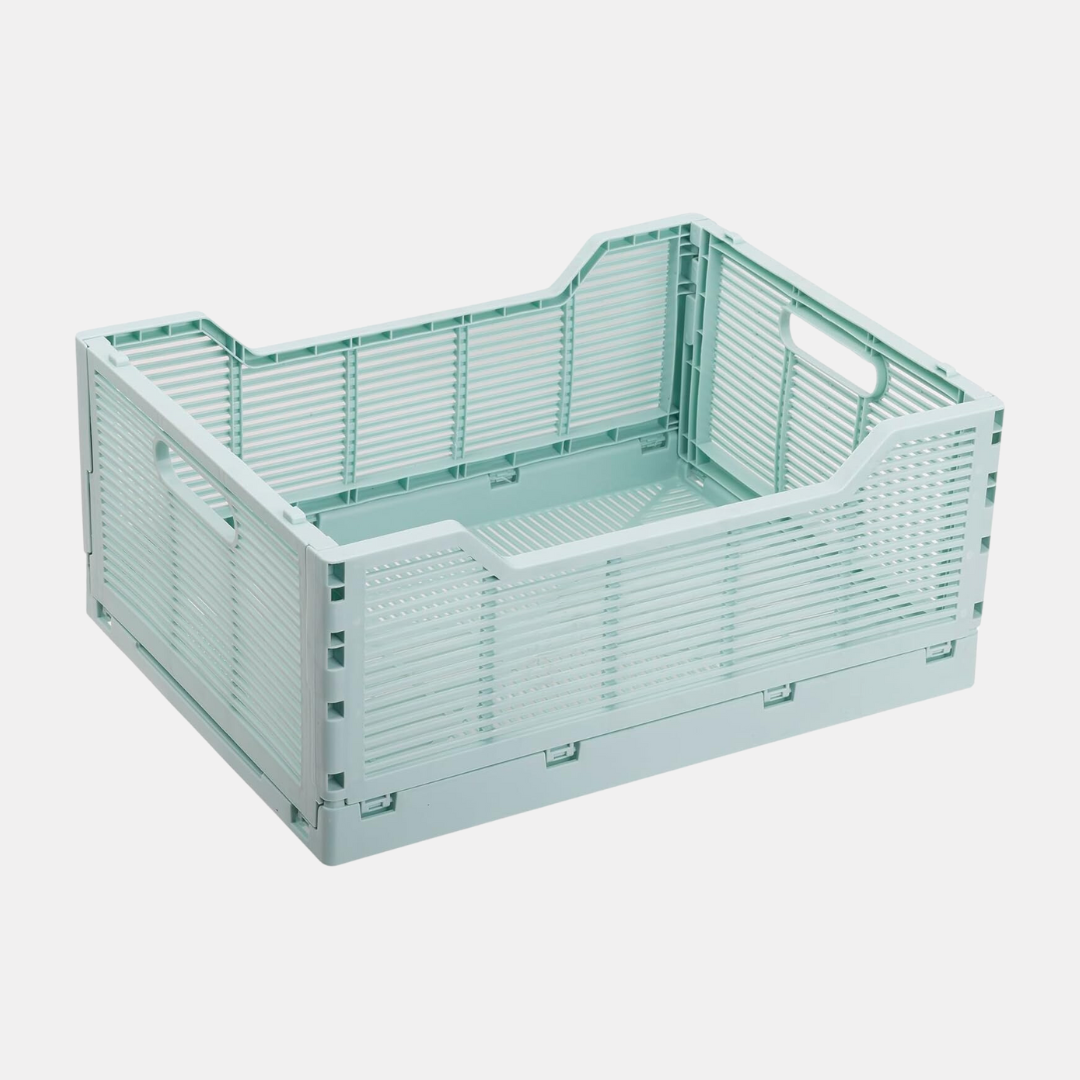 Large Seafoam Blue Folding Storage Crate