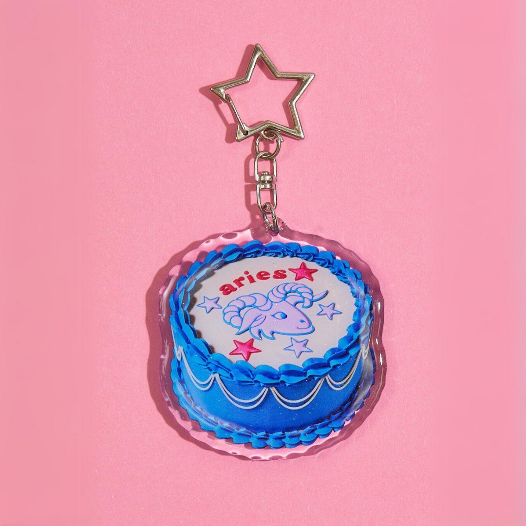 Aries Cake Glitter Keychain