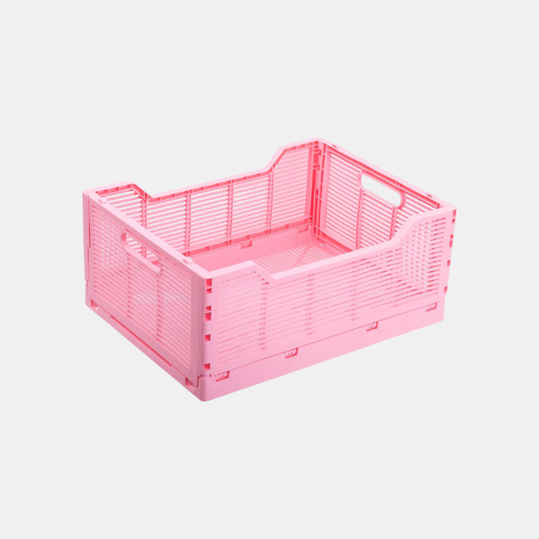 Small Bubblegum Pink Folding Storage Crate