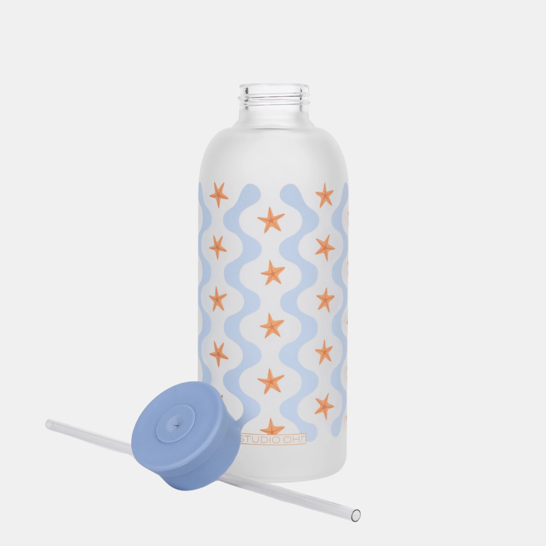 Riding Waves Glass Water Bottle