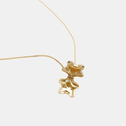 Gold Star Locket Necklace