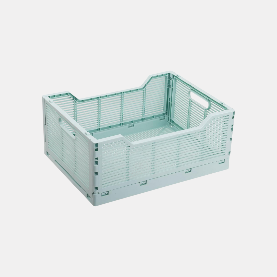 Small Seafoam Blue Folding Storage Crate