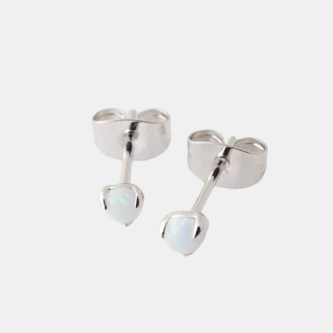 Silver Opal Orb Solitaire Studs