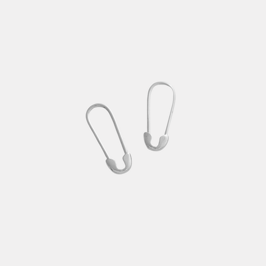 Silver Safety Pin Hoops