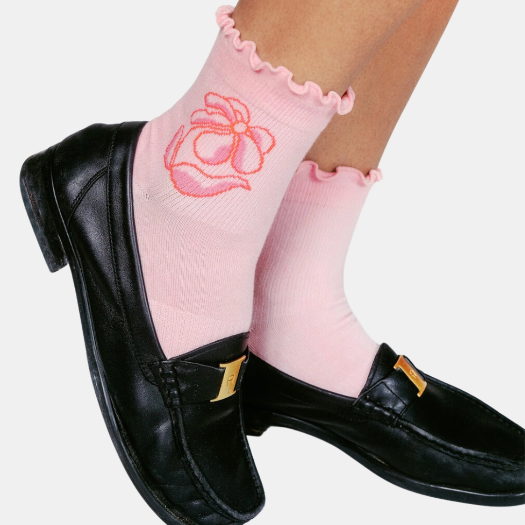 Pink Flora Socks