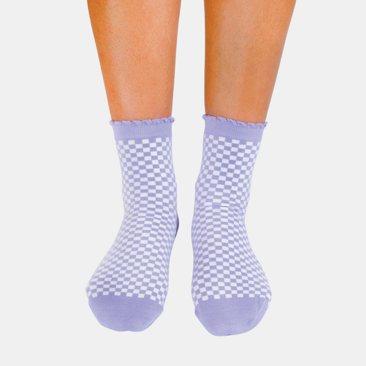 Lavender + White Checkered Socks