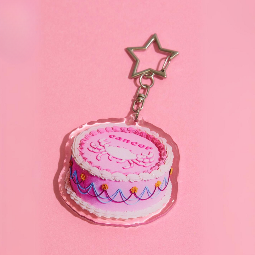 Cancer Cake Glitter Keychain