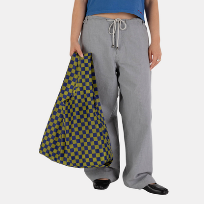 Pear Navy Check Standard Baggu