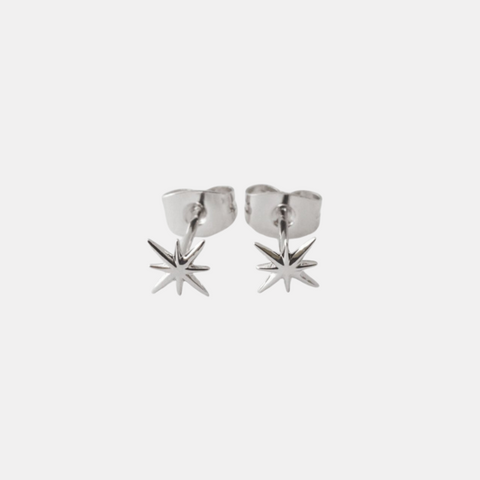 Silver Celestial Starburst Studs