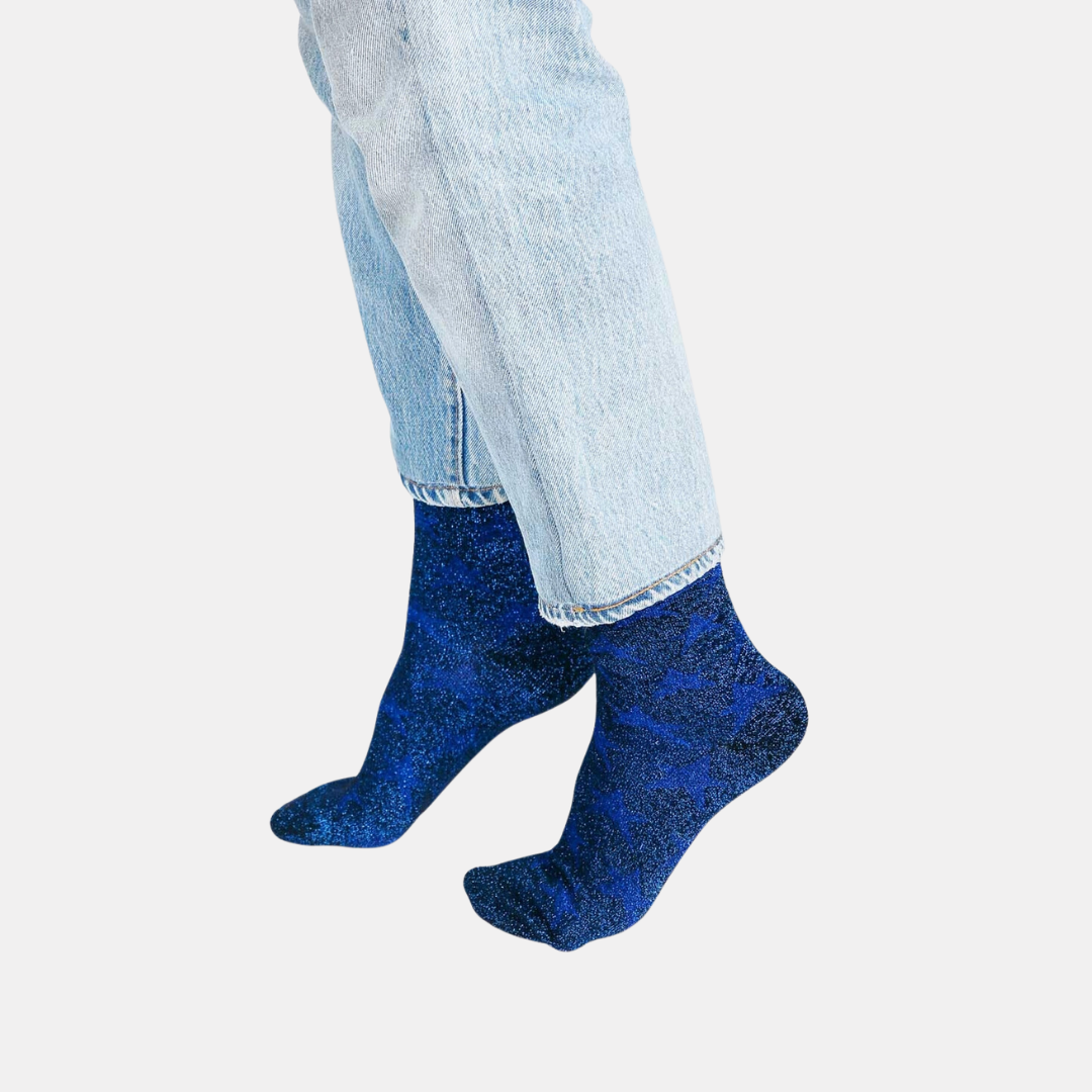 Blue Shimmer Star Socks