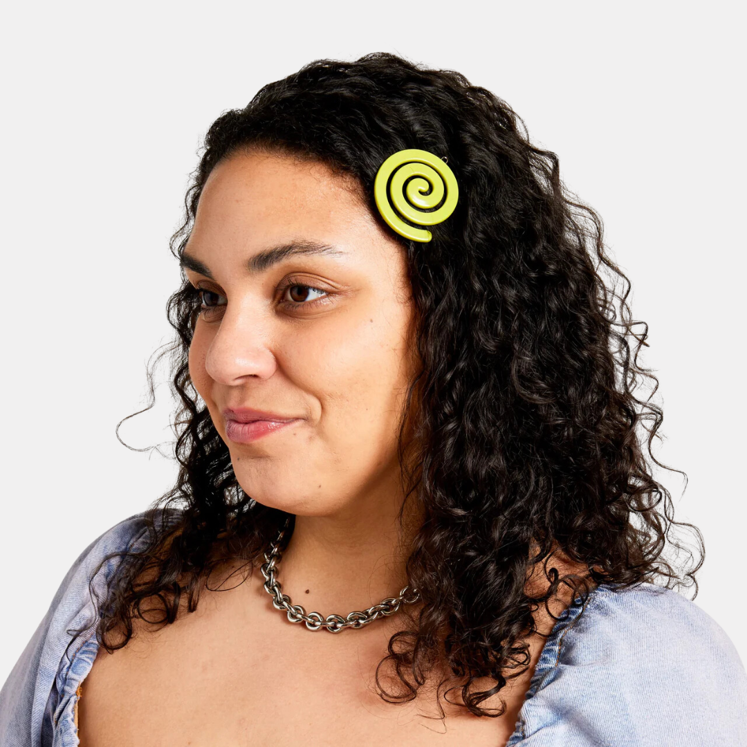 Chartreuse Spiral Hair Clip