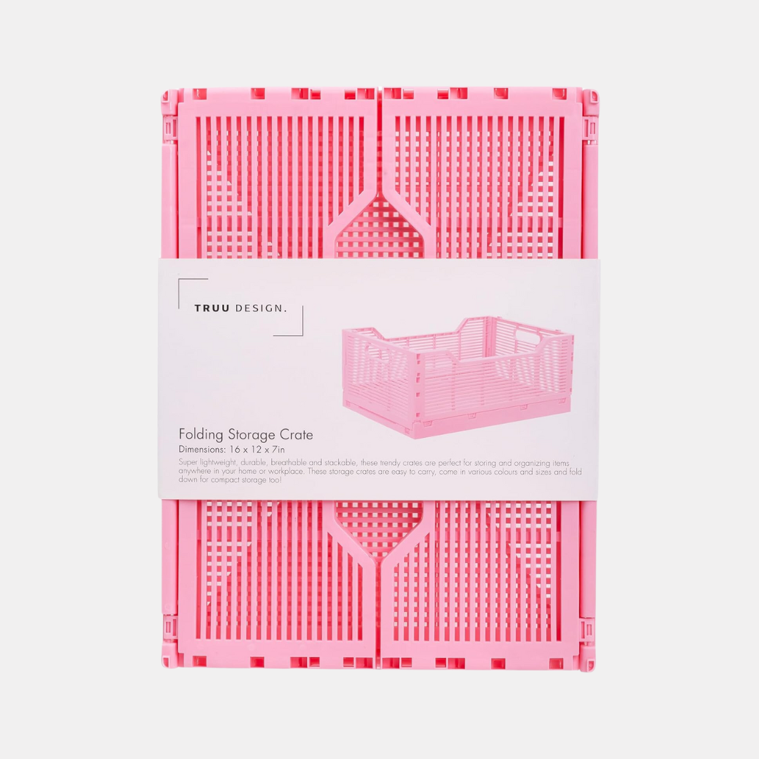 Large Bubblegum Pink Folding Storage Crate