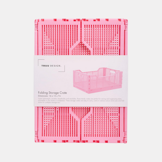 Large Bubblegum Pink Folding Storage Crate