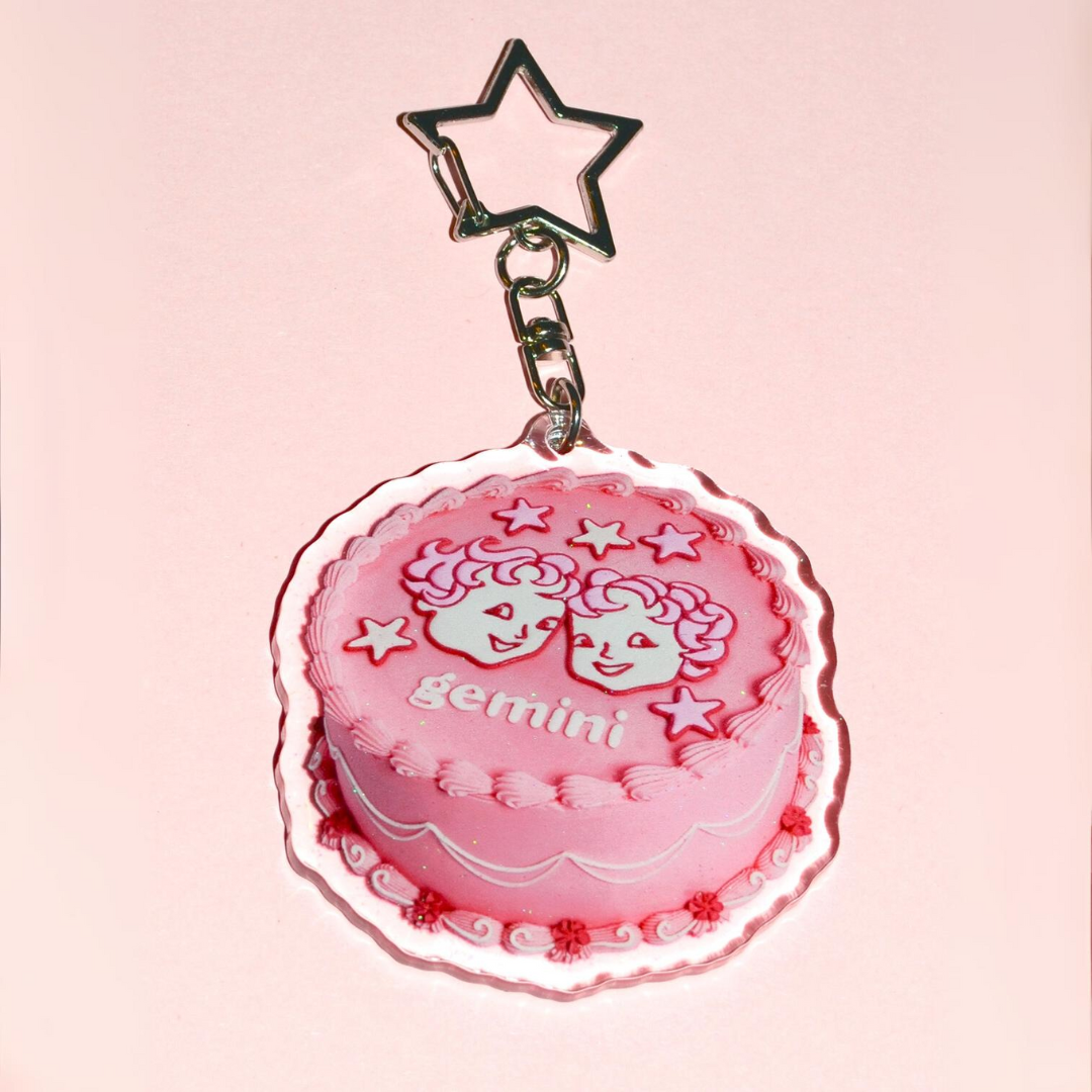 Gemini Cake Glitter Keychain