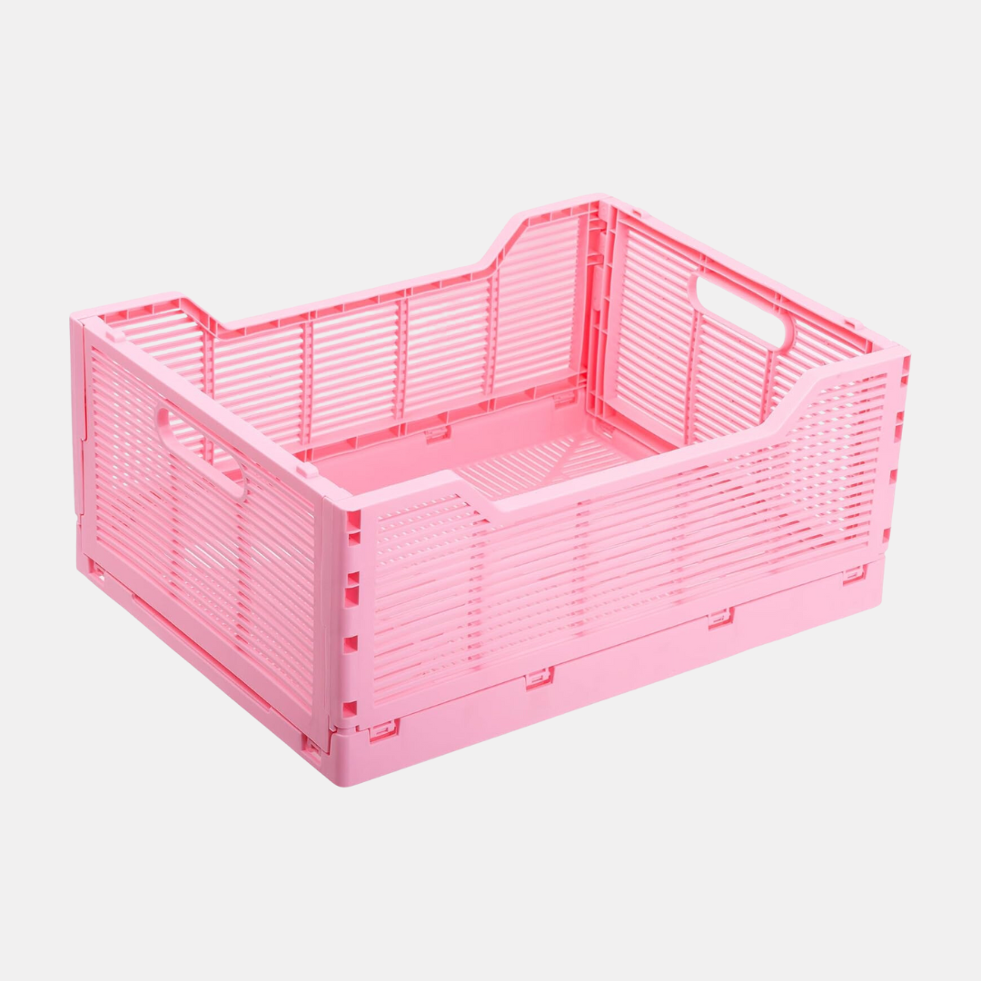 Large Bubblegum Pink Folding Storage Crate