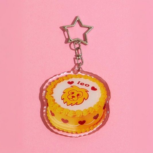 Leo Cake Glitter Keychain