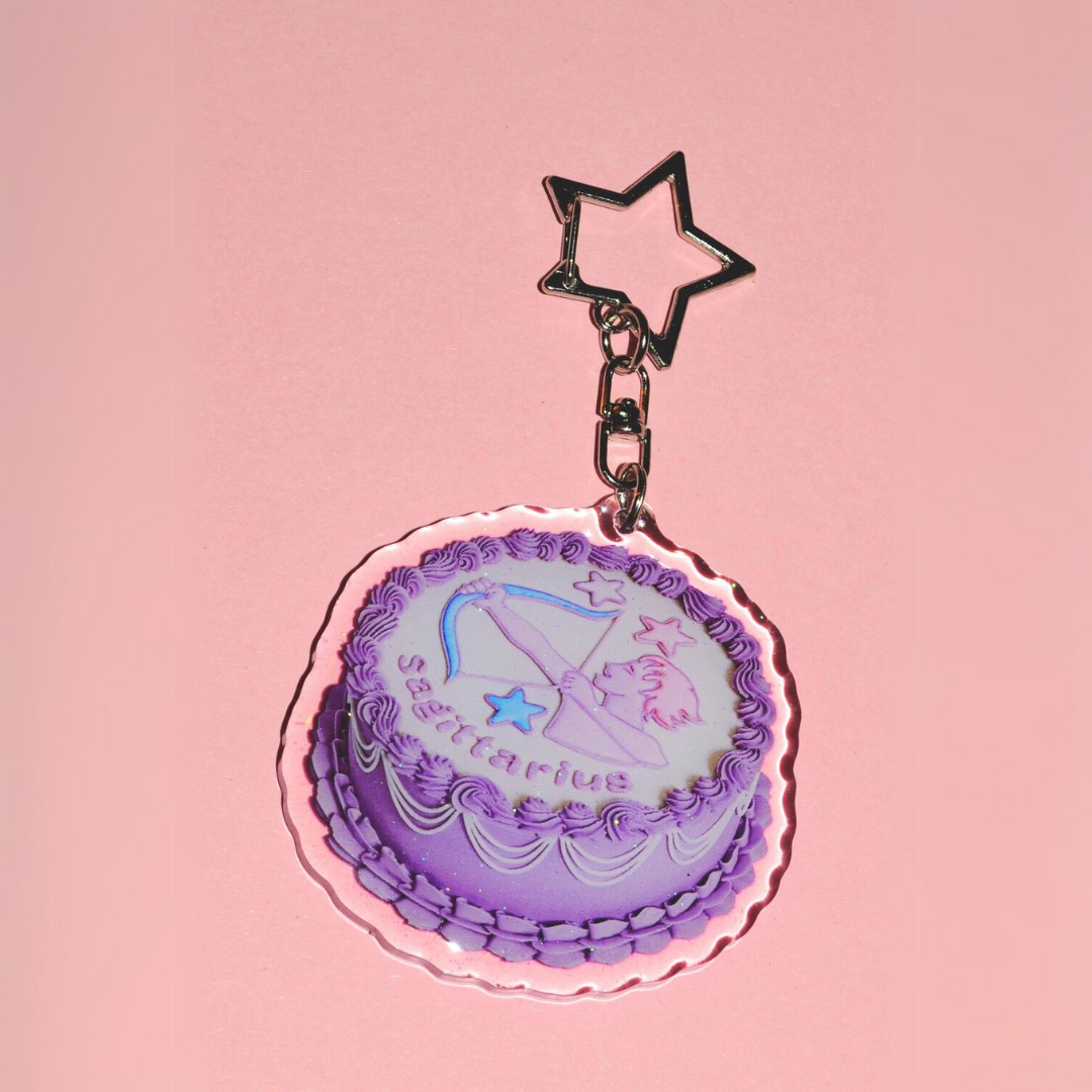 Sagittarius Cake Glitter Keychain