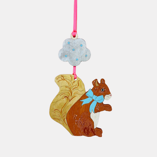 Squirrel + Cloud Wood Wall Charm Ornament