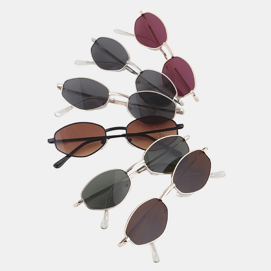 Angular Oval Wire Frame Sunglasses