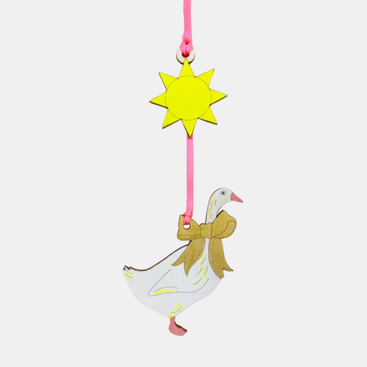 Goose + Sun Wood Wall Charm Ornament