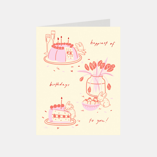 Happiest Of Birthdays Bunny Cake Card